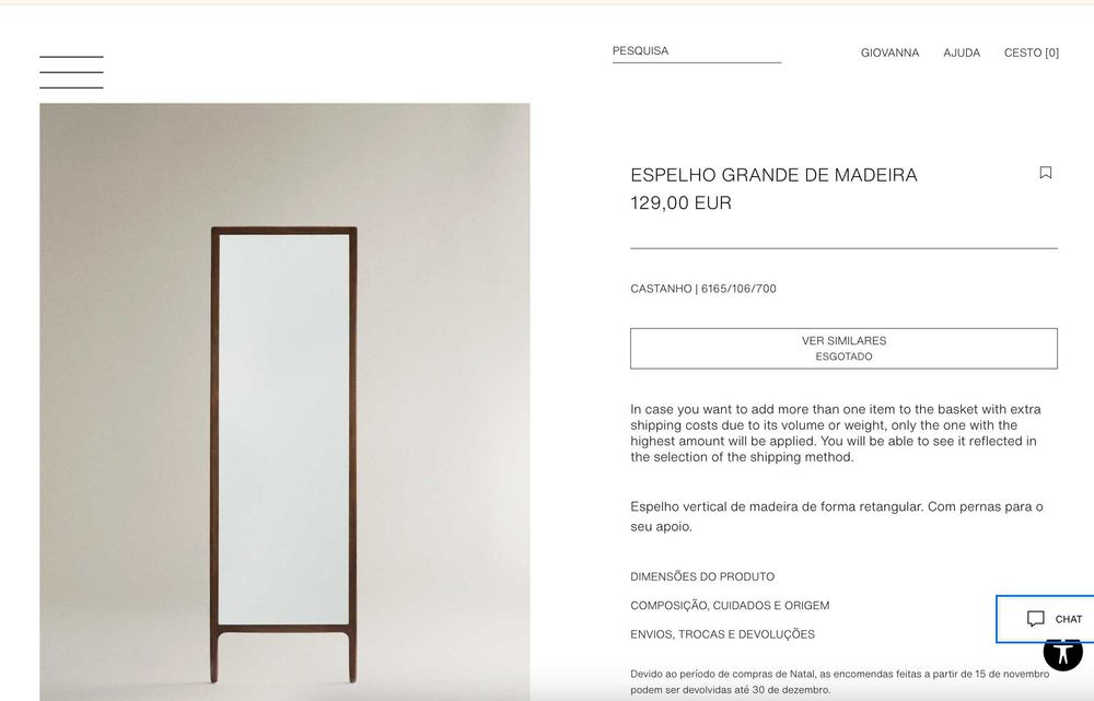 Espelho da Zara Home