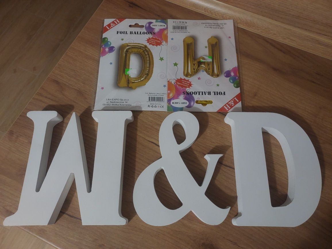 Litery drewniane, znak D & M / W na ślub, wesele, do dekoracji w domu