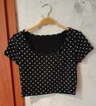 New Look czarny crop top w kropki pin up retro