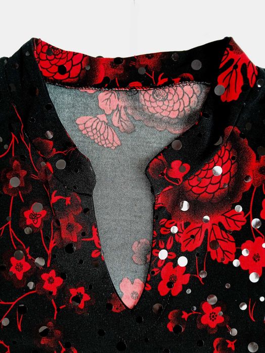 Bluzka w chińskim stylu, z cekinami