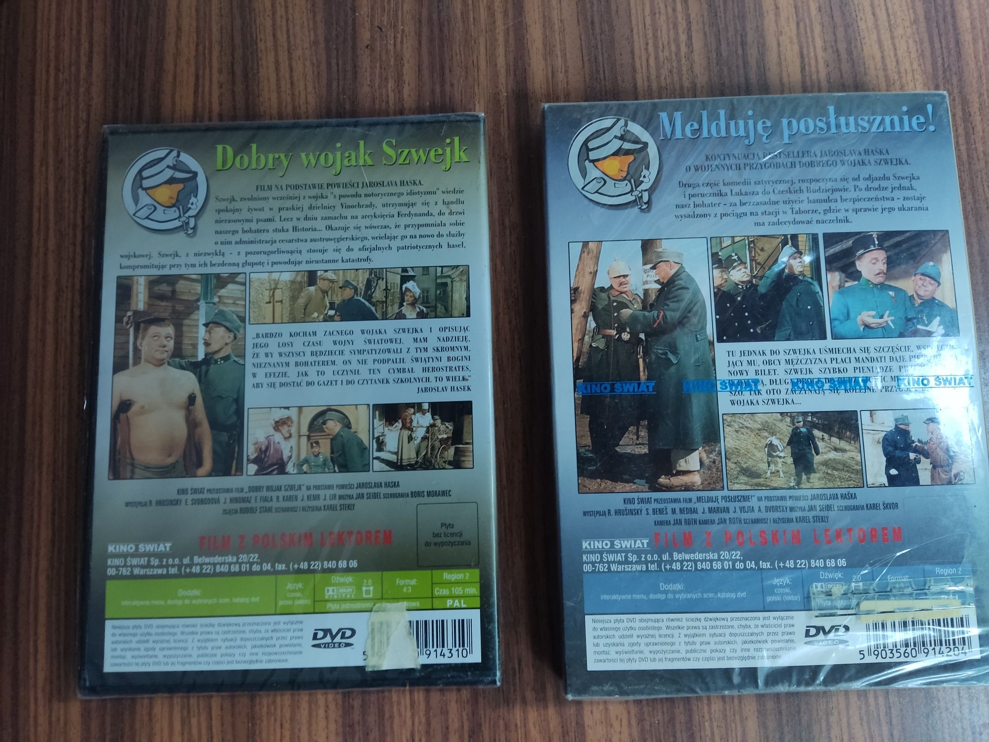 2 Filmy DVD Dobry wojak Szwejk i kontynuacja Melduję Posłusznie!