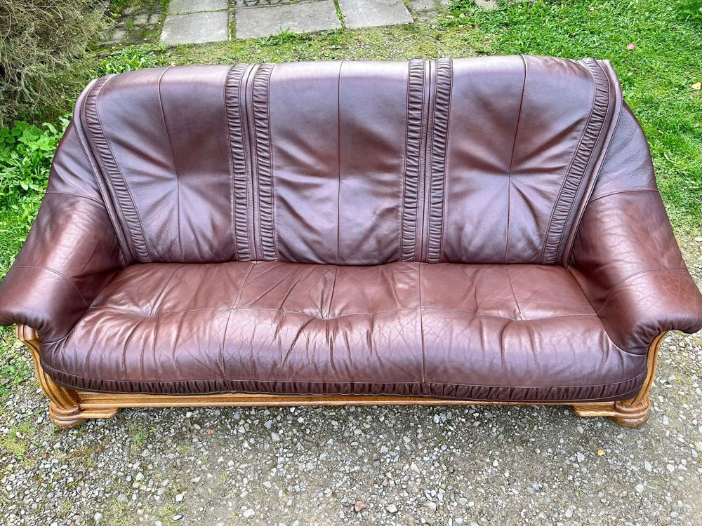 Sofa skórzana kanapa dębowa