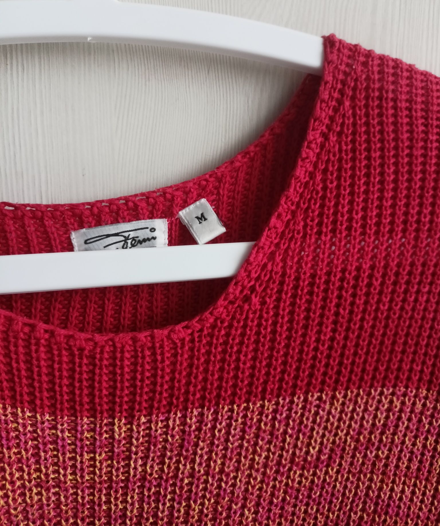 M 38 L 40 oversize tall bawełniany sweter vintage pasy kolory idealny