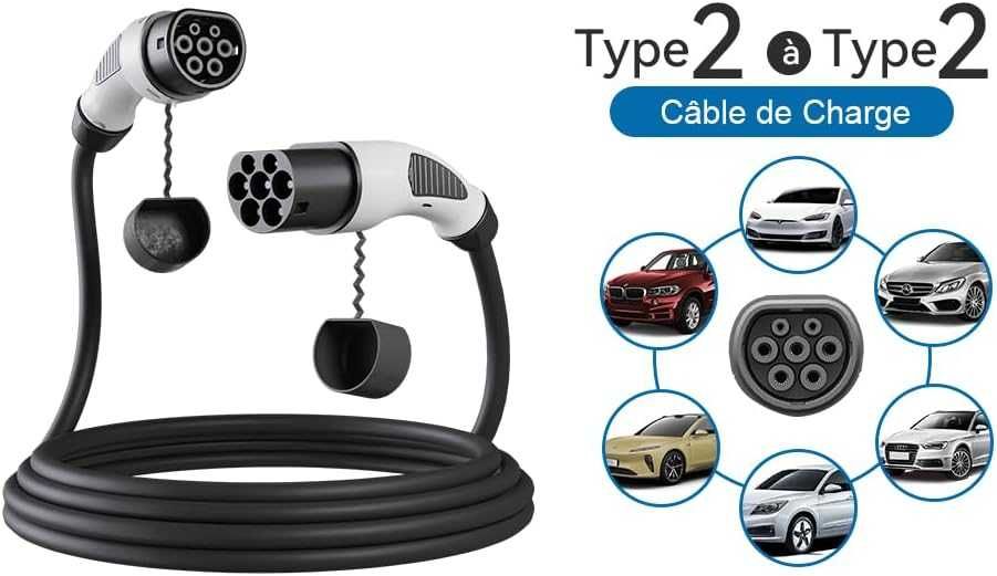 Cabo 22 kW, 32A Carregamento AC | Cabo tipo 2, 32A, 3 fases, 5mt