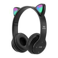Bezprzewodowe słuchawki kot Czarne