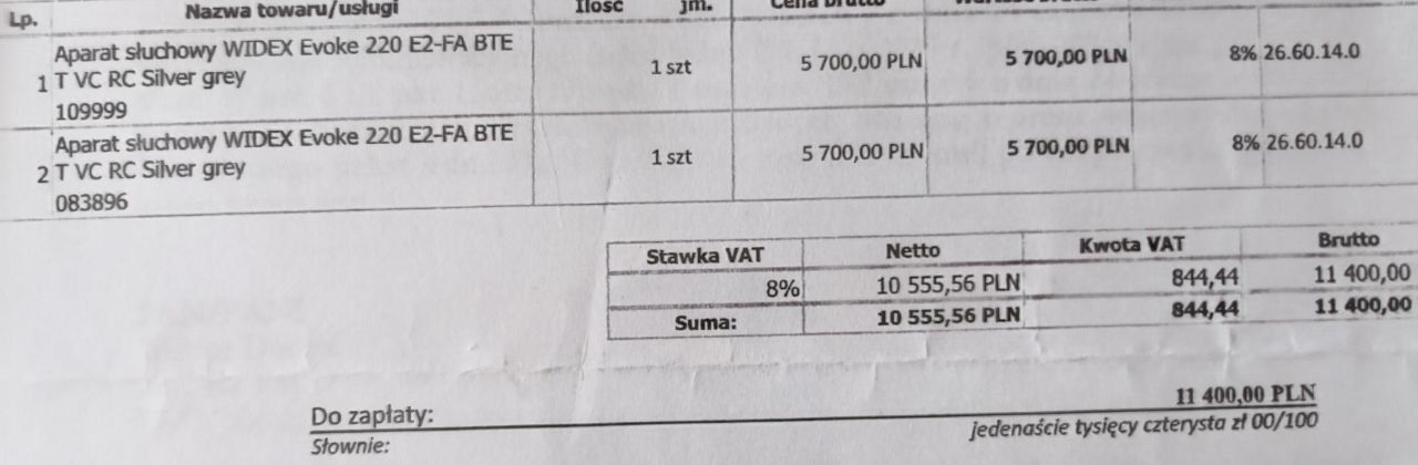 Aparat słuchowy Widex Evoke 220 EZ-FA BTE TO VC RC