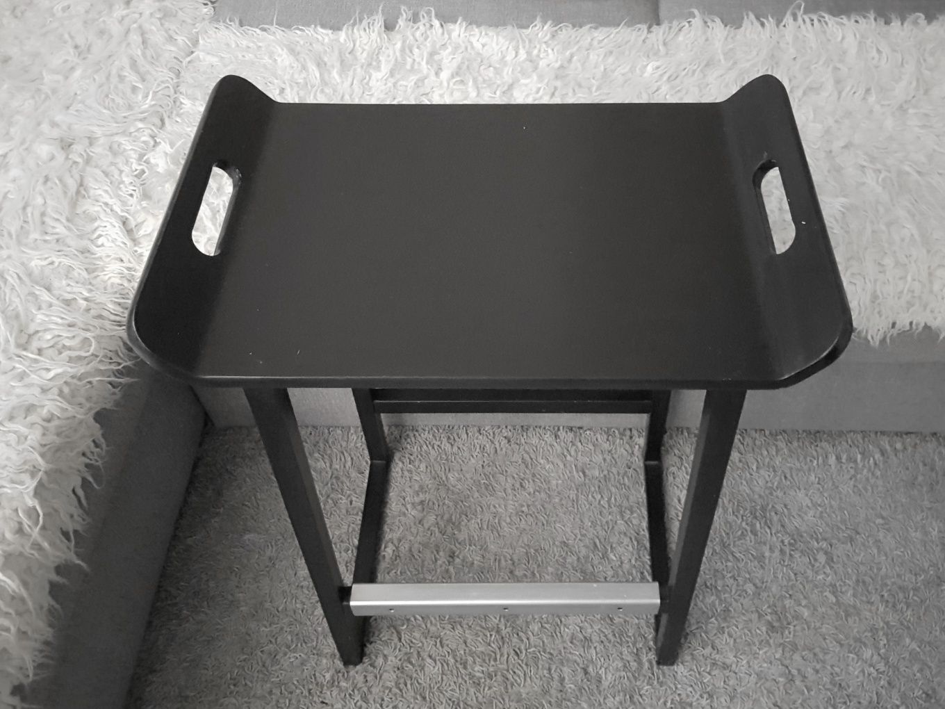 Unikalny! STOLIK IKEA MALTE barowy stołek hoker czarny kawowy pomocnik