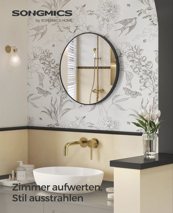 Lustro ścienne okrągłe salon łazienka sypialnia śr. 61cm czarny