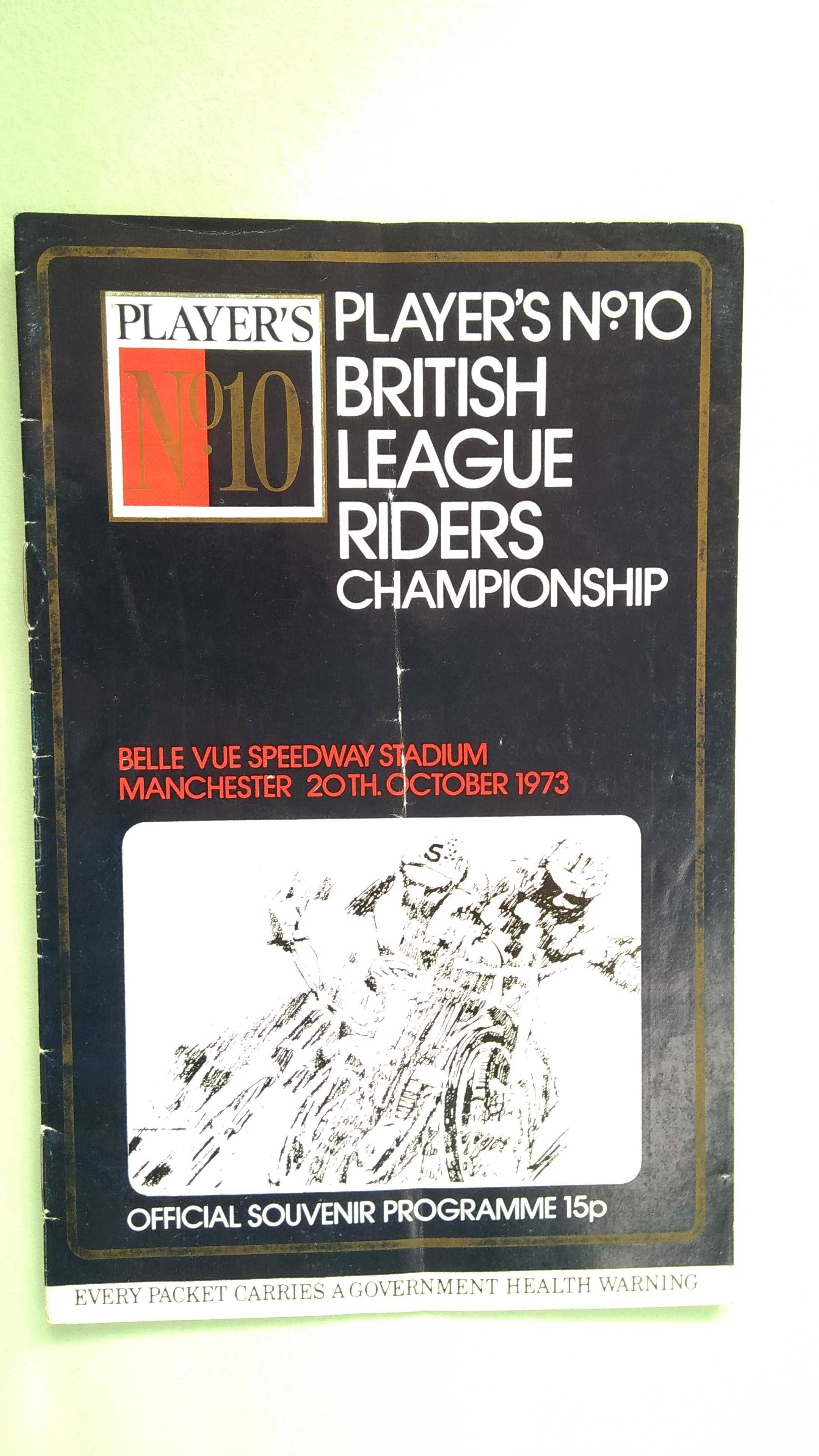 Program żużlowy Finał Indywidualny Ligi Brytyjskiej 1973 Manchester