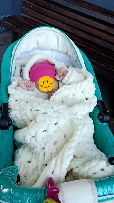 Комбинезон вязаный от 0-9 месяцев+шапочка, пинетки, пряжа Alize