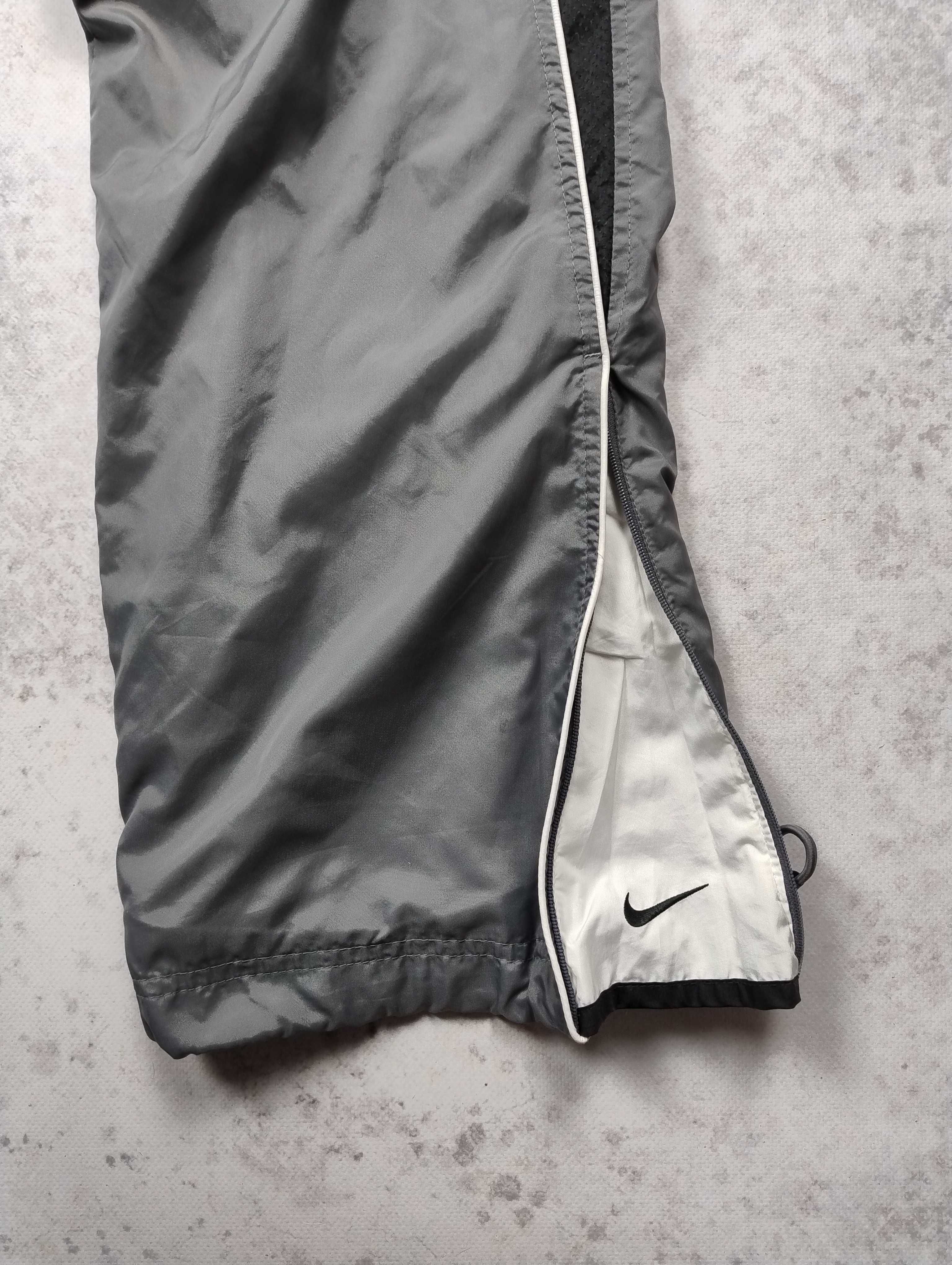 Nike szare spodnie dresowe retro z lampasem i zamkami dresy y2k M