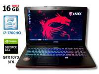 MSI GE62 15.6 Core i7-7700HQ 16/128Гб SSD+1Тб  GTX 1070 8Гб Игровой