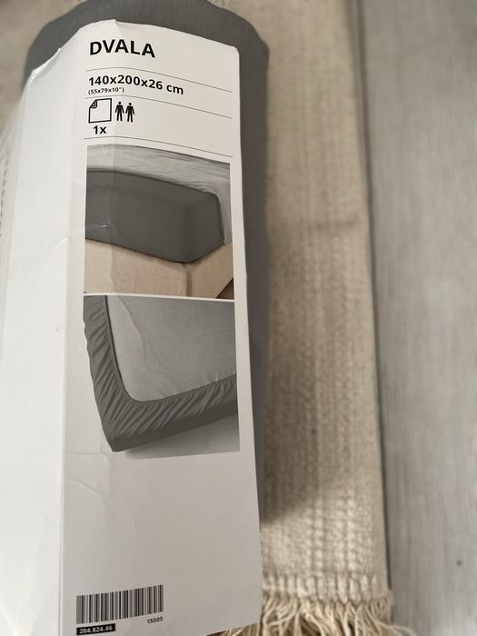 Ikea DVALA prześcieradło 140 x200 cm szare