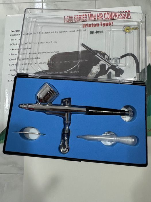 Aerógrafo e mini compressor - Novo