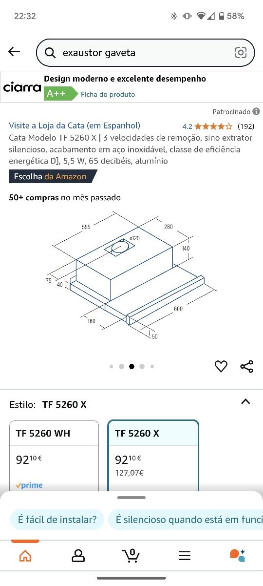 Exaustor cata ver dimensão na imagem