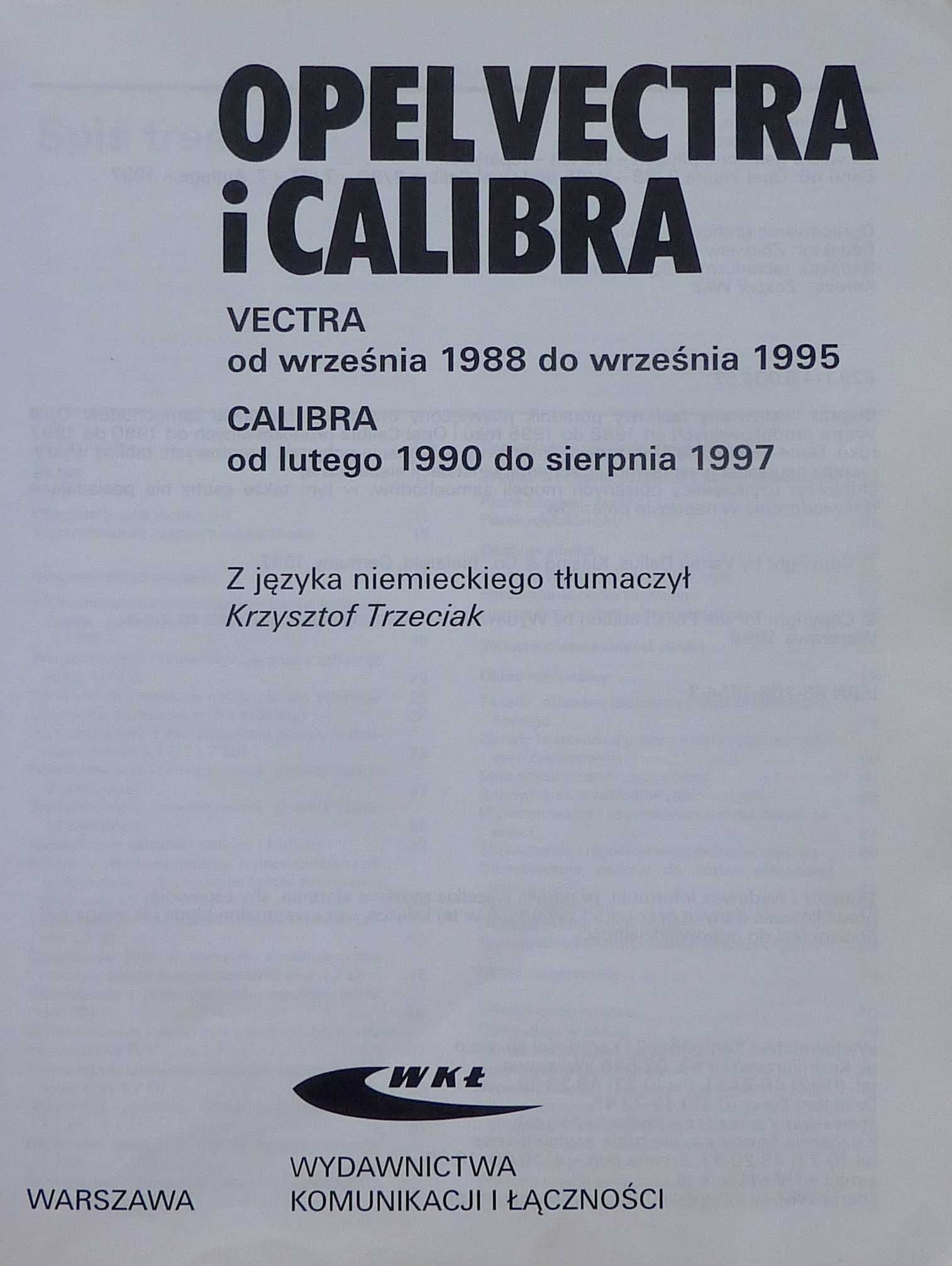 OPEL VECTRA i CALIBRA - Sam naprawiam samochód - H.R. Etzold