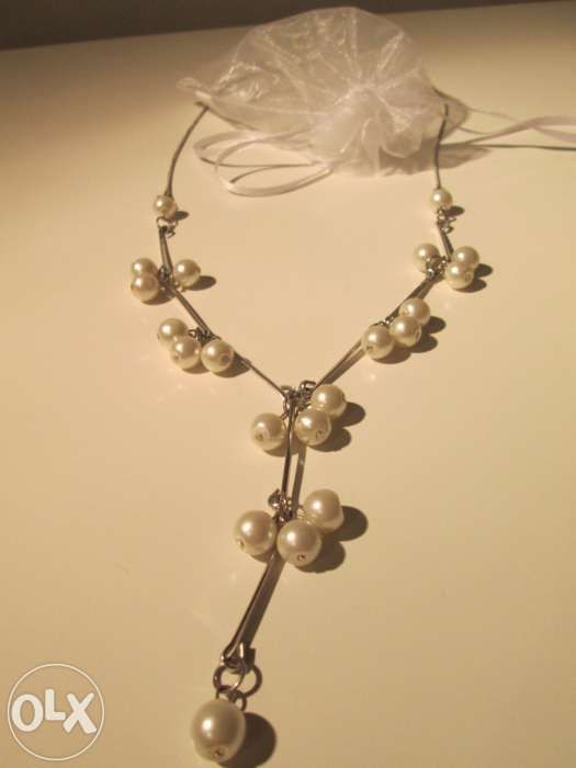 Srebrny naszyjnik perełki perły