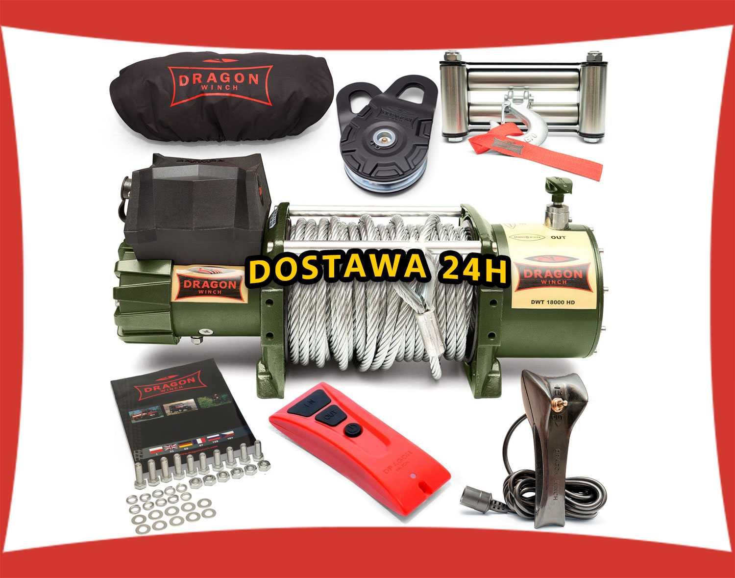 Wyciągarka 8,2 Tony/16Ton elektryczna Dragon Winch specjalistyczna 24V
