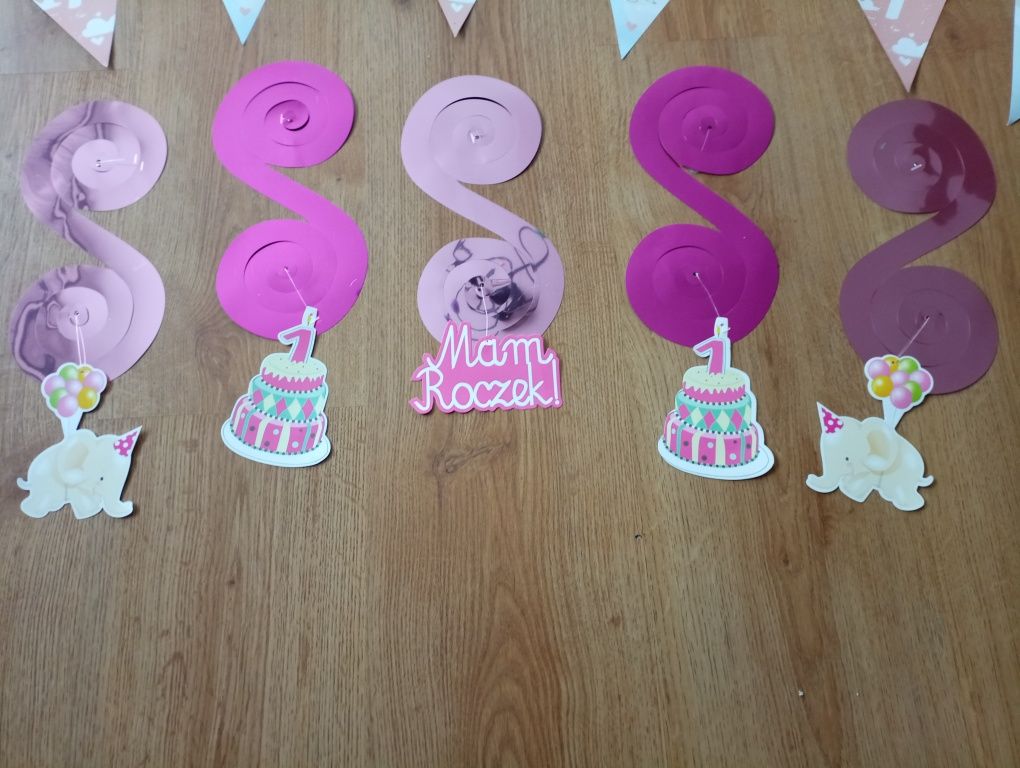 Girlanda, dekoracje na roczek, 1 urodziny dla dziewczynki