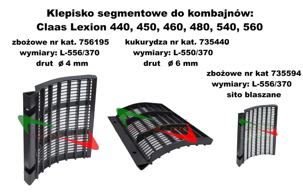 Klepisko segment. zbożowe nr.kat. 756.195, 735.594 do Claas Lexion