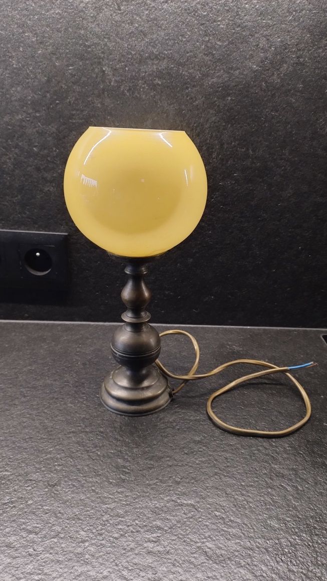 Stara lampka biurkowa inna kolorowe szkło PRL