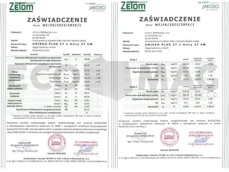 Kocioł piec NADMUCHOWY na WĘGIEL + DREWNO + CHRUST 5 klasa 27 kW