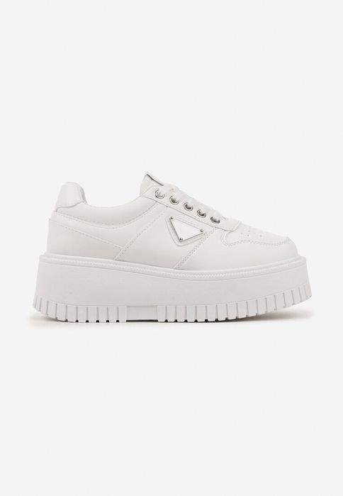 Białe Sneakersy na Platformie z Tłoczeniem R 40