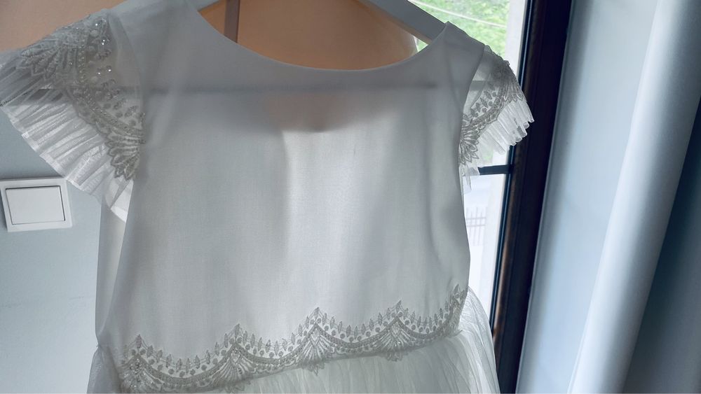 Sukienka komunia okolicznościowa piękan ecru 146 cm