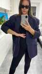 Granatowa Wełniana marynarka Hugo Boss l-xxl jodełka  oversize