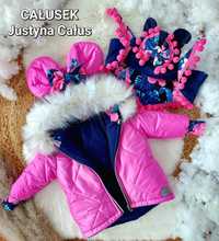 Zimowa kurtka dla dziewczynki róż amarant CAŁUSEK 104-128