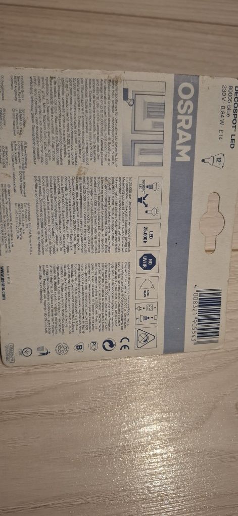 Osram Oprawa światła punktowego Niebieska E14 Led