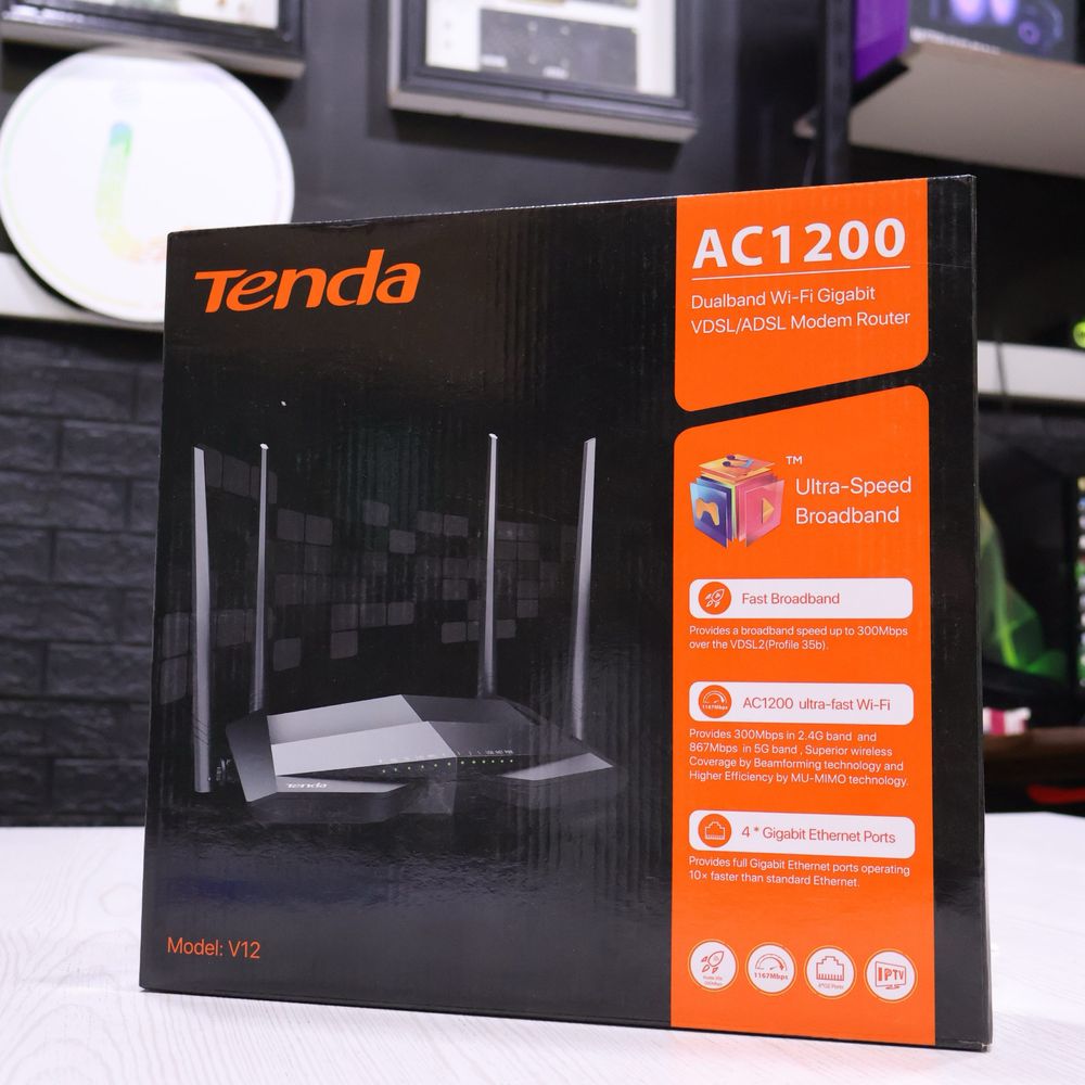 Гігабітний роутер Tenda V12 AC1200 WiFi VDSL/ADSL-маршрутизатор