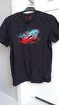4F czarny t-shirt z kolorowym nadrukiem S M bawełna krótki rękaw lato