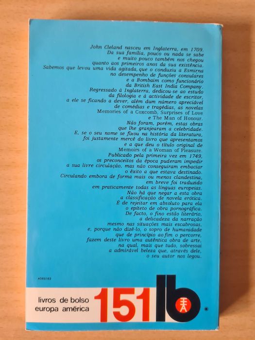 Livro "Fanny Hill: Memórias de uma Prostituta" de John Cleland