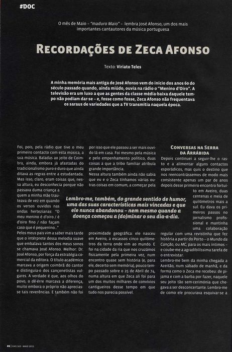 José Afonso	- - -		Cais	- - - - -	Revista