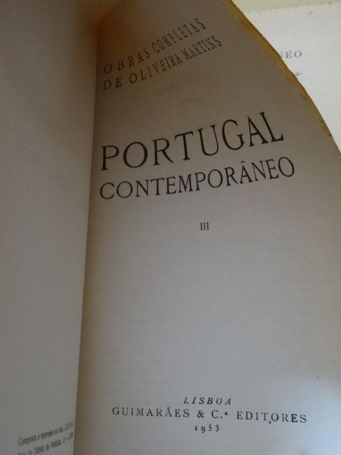 Portugal Contemporâneo de Oliveira Martins - 3 Volumes