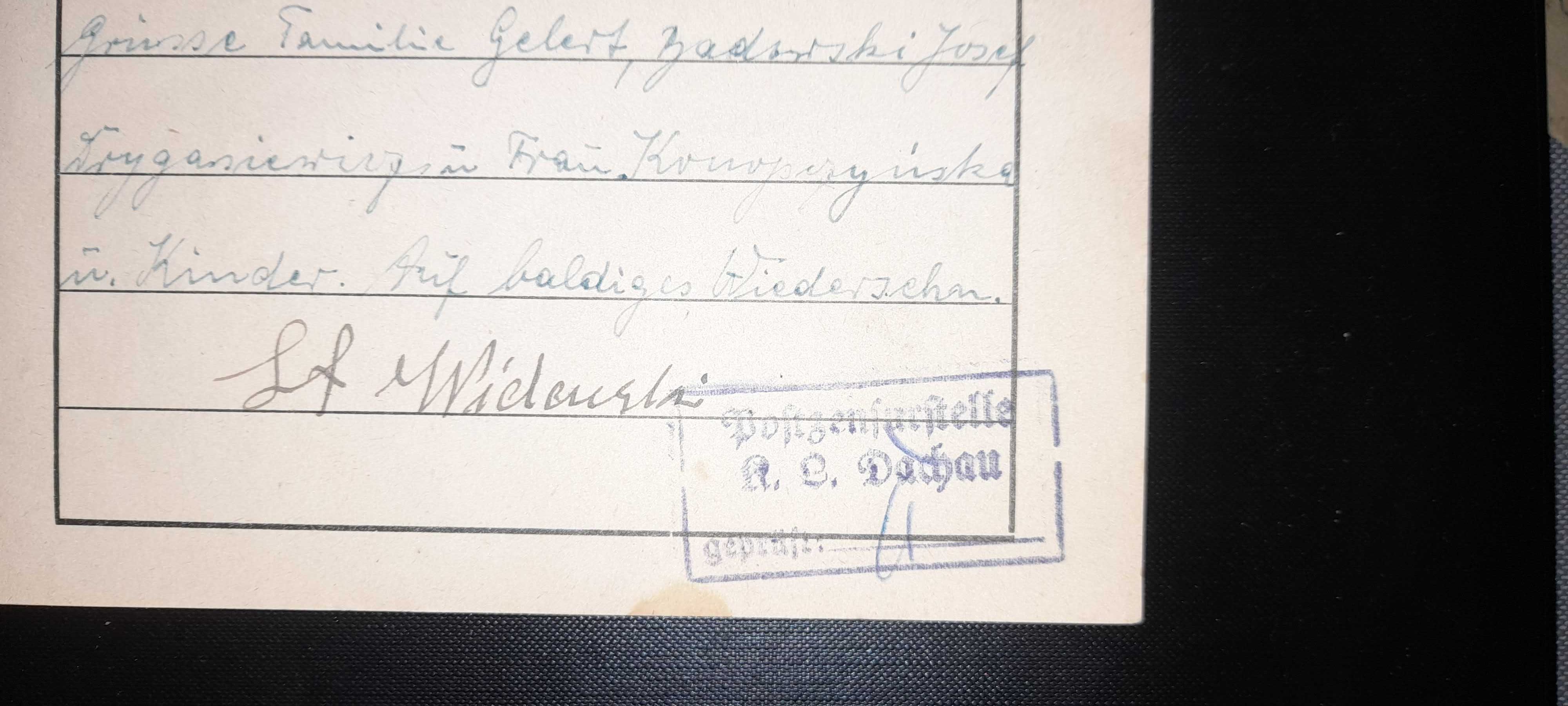 list obóz koncentracyjny KL Dachau 1942r rzadkość, II WS, rzesza