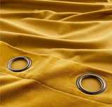 3 Cortinados tecido veludo e  cor amarelo bronze