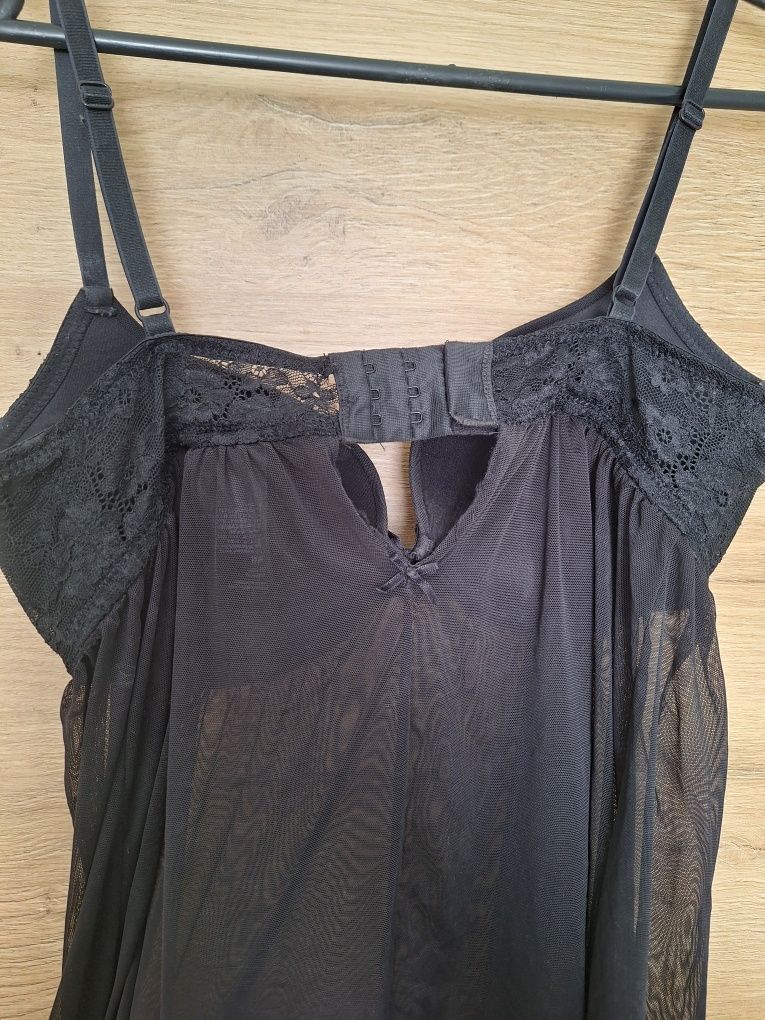 Bielizna nocna koronkowa czarna ze stanikiem H&M