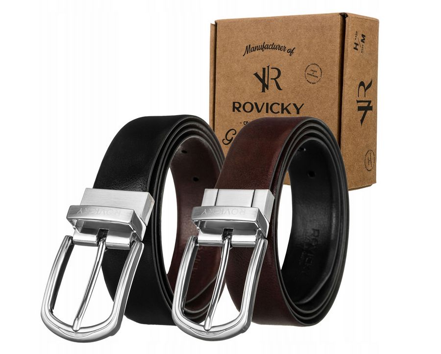 elegancki, dwustronny pasek męski ze skóry naturalnej - rovicky 100