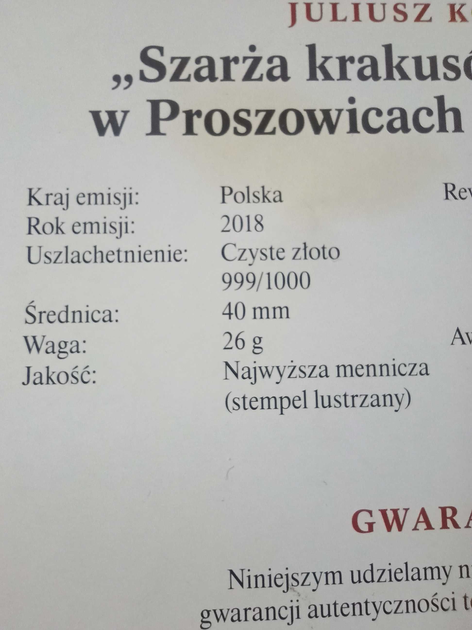 Pozłacany medal  - 100 rocznica Odzyskania Niepodległości - Kossak