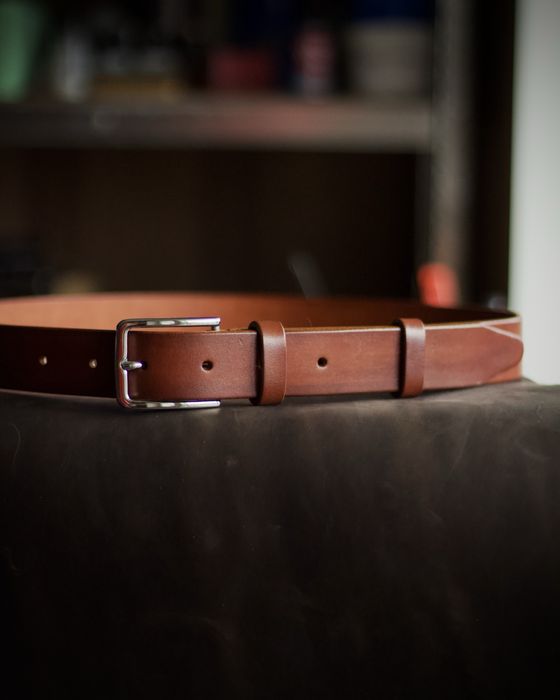 Ремінь шкіряний чоловічий класичний 35 мм з латунною пряжкою / ремень