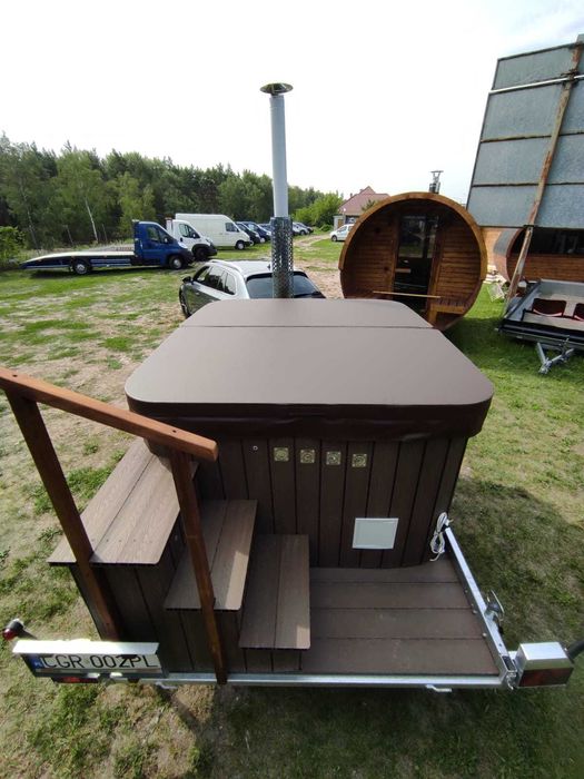 Mobilne spa bania balia jacuzzi brąz hot tub opalane drewnem prostokąt