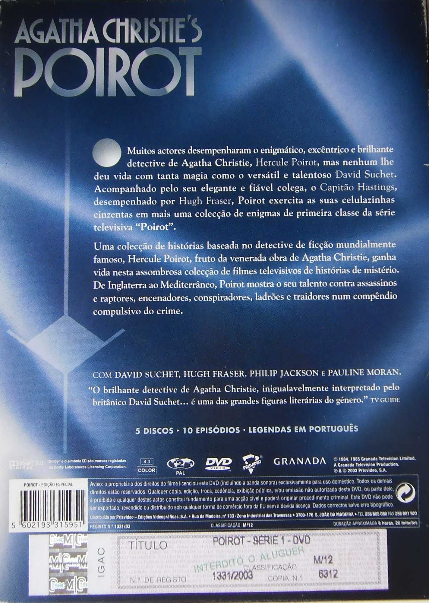 Conjunto Packs DVDs "Agatha Christie's Poirot" 4 Séries - 37 episódios