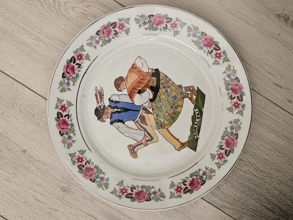 Talerz płytki Góralski PRL Ćmielów porcelana 26 cm.