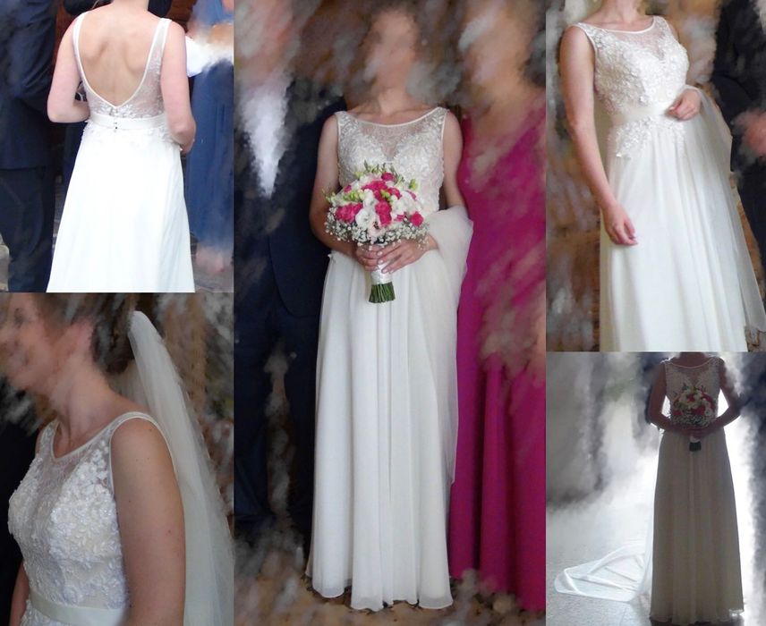 Suknia ślubna z salonu z wyciętymi plecami rozmiar 36/8