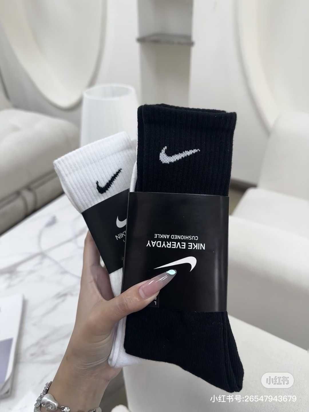 9 par skarpet Nike z czystego bawełny. Czarne, długie, Rozmiar M