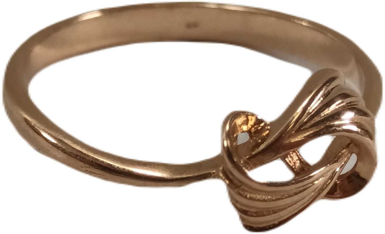 ZL736 ciekawy pierścionek złoty kokardka zawijasek 585 rozmiar:15