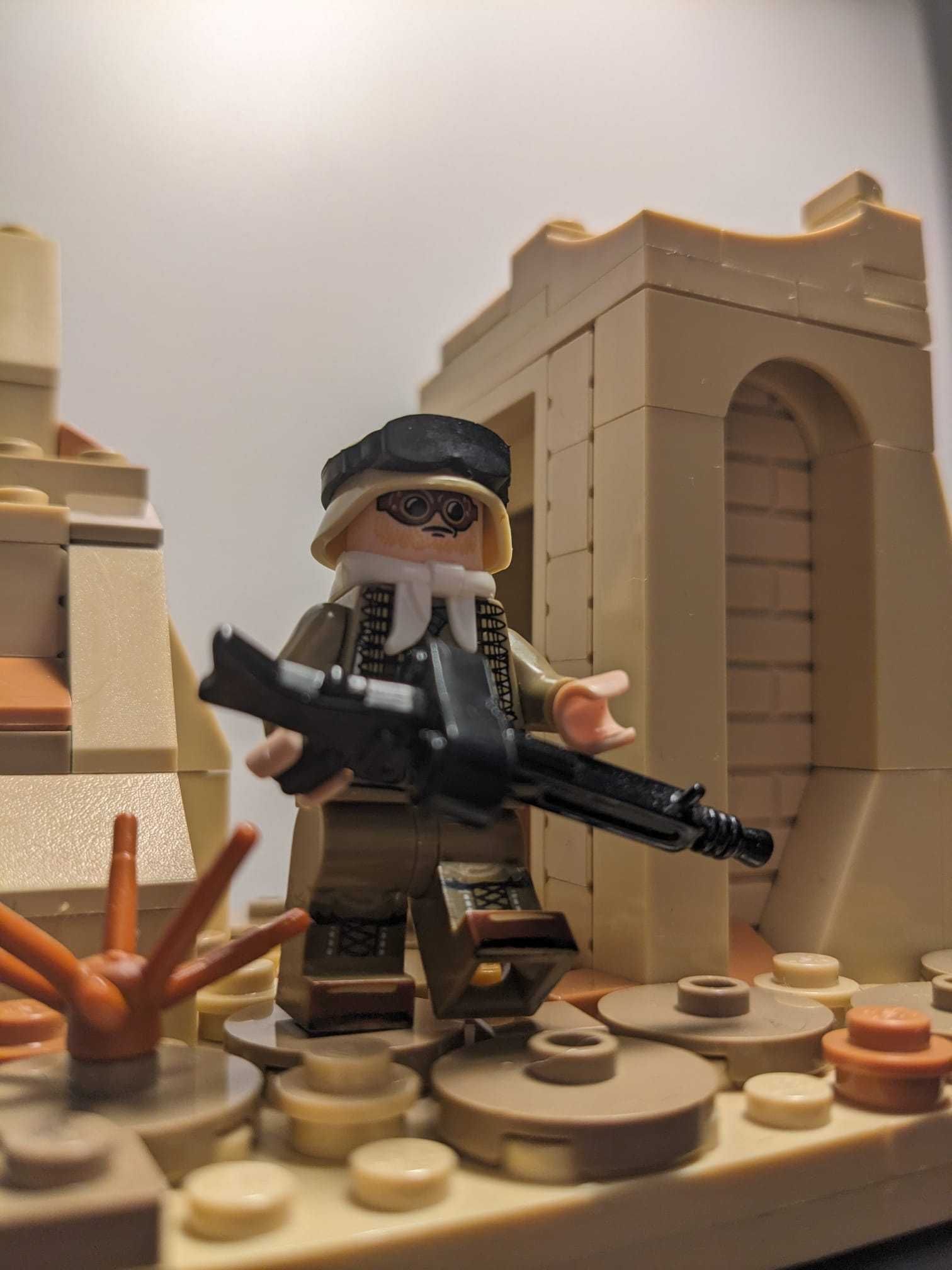 Minifigurka żołnierz niemiecki WW2 Afrika Korps MG42 jak LEGO