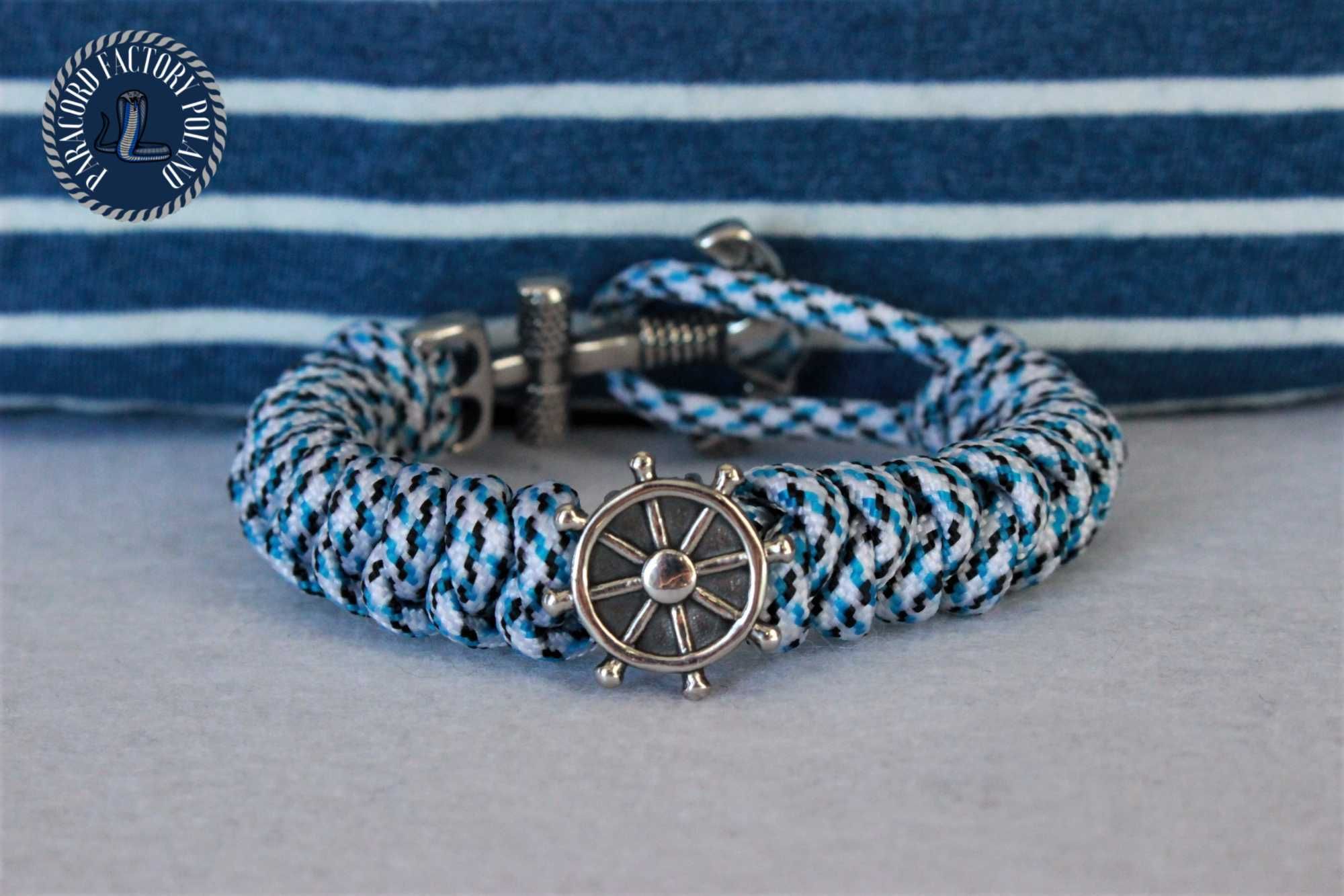 Bransoletka knot żeglarska ster/róża wiatrów kotwica paracord handmade